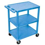 Blue - 3 Flat Shelf Cart