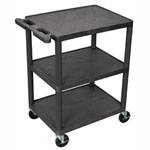 Black- 3 Flat Shelf Cart