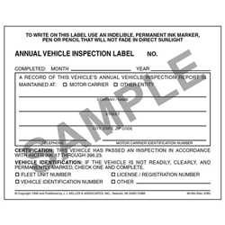 Annual Vehicle Inspection Label (2-ply with Laminate)
