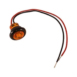 Buyers .75 Inch Round Marker Clearance Lights - 1 Amber LED With Stripped Leads