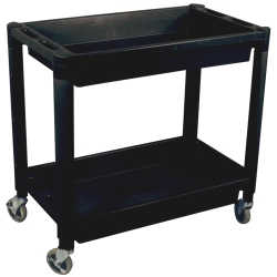 Heavy Duty Plastic 2 Shelf Utility Cart - Black