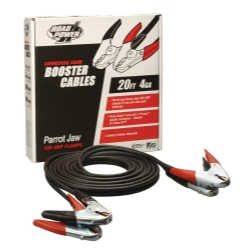 4 Gauge, 20 Foot Booster Cables with Parrot Jaw Clamp